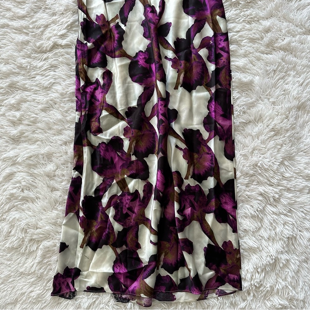 Jcrew Lace Trim Slip Dress In Iris Floral Textured Satin New With Defects Size 8 - Picture 12 of 12
